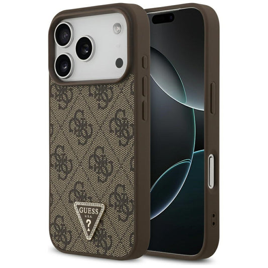 MagSafe-deksel for Apple iPhone 17 Pro, Guess, 4G Triangle Strass, Brun