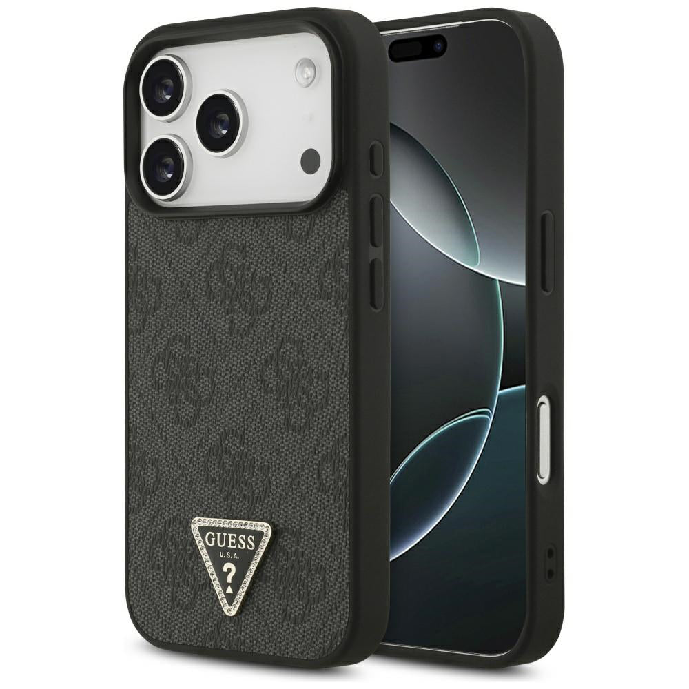 MagSafe-deksel for Apple iPhone 17 Pro, Guess, 4G Triangle Strass, Svart