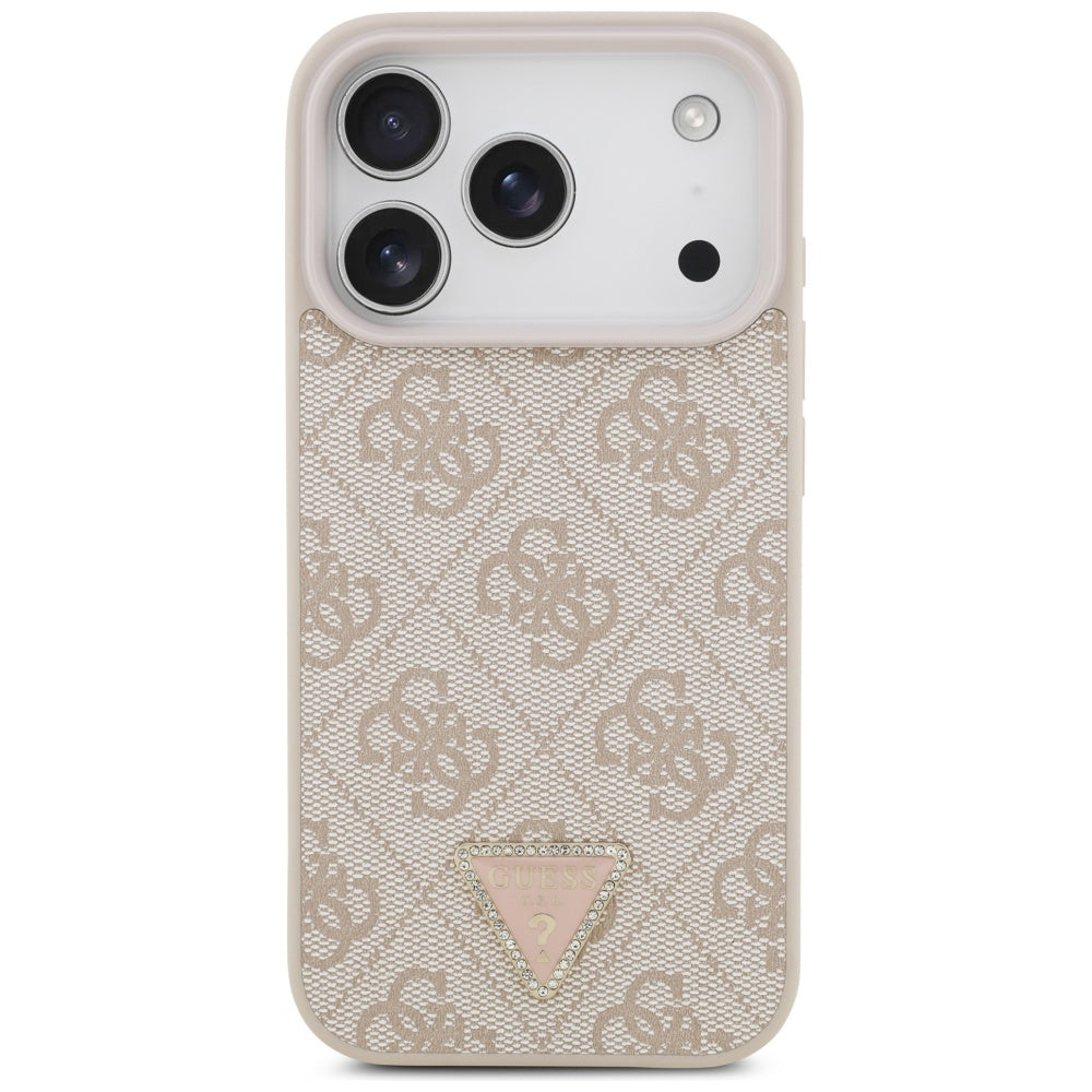 MagSafe-deksel for Apple iPhone 17 Pro, Guess, 4G Triangle Strass, Rosa