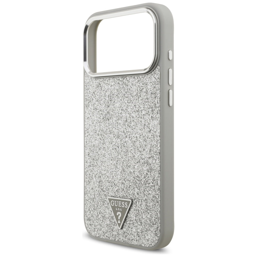 MagSafe-deksel for Apple iPhone 17 Pro, Guess, Glitter Triangle Logo, Sølv