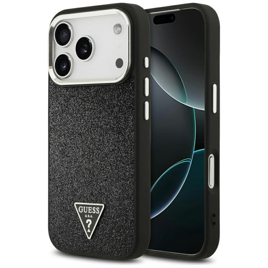 MagSafe-deksel for Apple iPhone 17 Pro, Guess, Glitter Triangle Logo, Svart