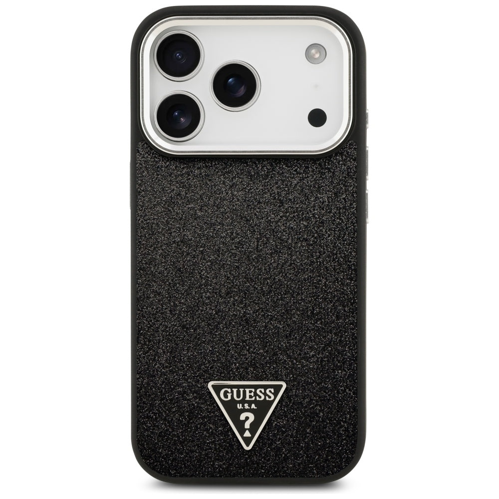 MagSafe-deksel for Apple iPhone 17 Pro, Guess, Glitter Triangle Logo, Svart