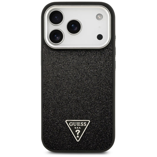 MagSafe-deksel for Apple iPhone 17 Pro, Guess, Glitter Triangle Logo, Svart