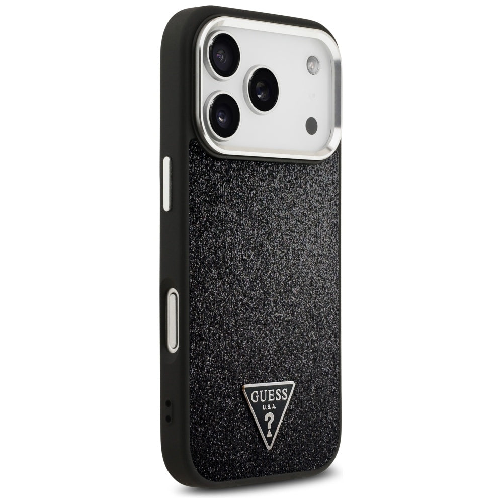 MagSafe-deksel for Apple iPhone 17 Pro, Guess, Glitter Triangle Logo, Svart