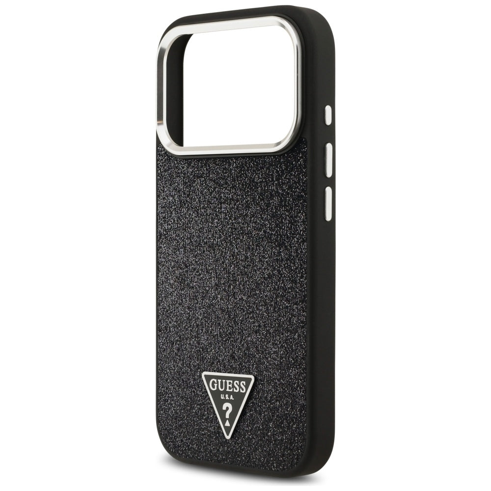 MagSafe-deksel for Apple iPhone 17 Pro, Guess, Glitter Triangle Logo, Svart