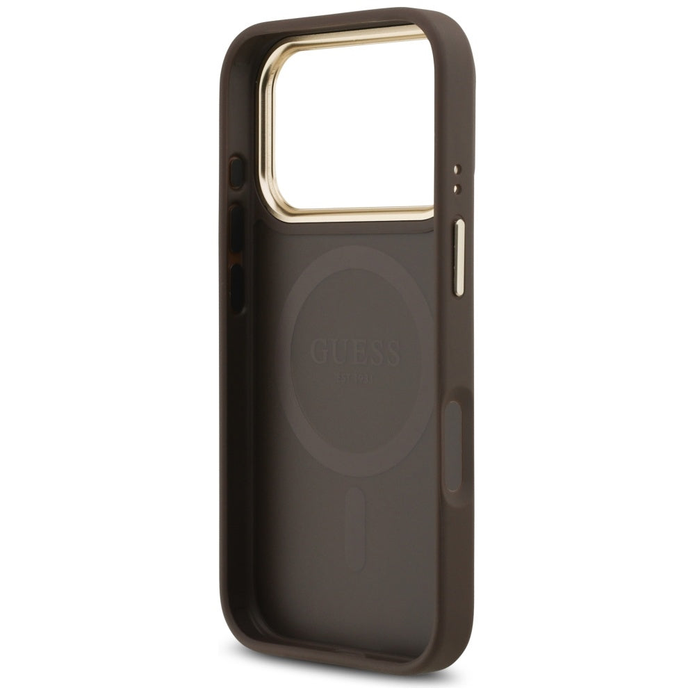 MagSafe-deksel for Apple iPhone 17 Pro, Guess, Grained Strass Logo, Brun