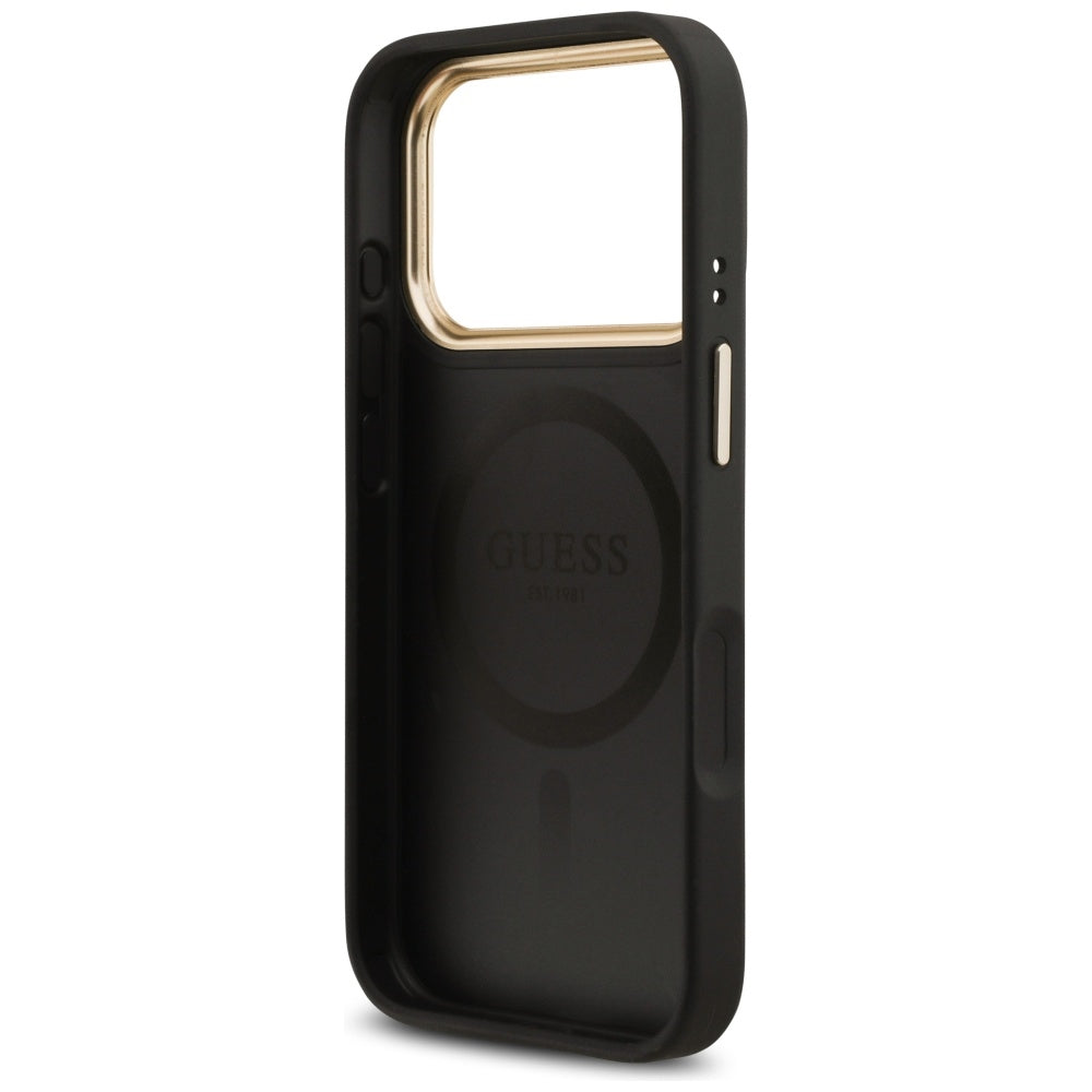 MagSafe-deksel for Apple iPhone 17 Pro, Guess, Grained Strass Logo, Svart