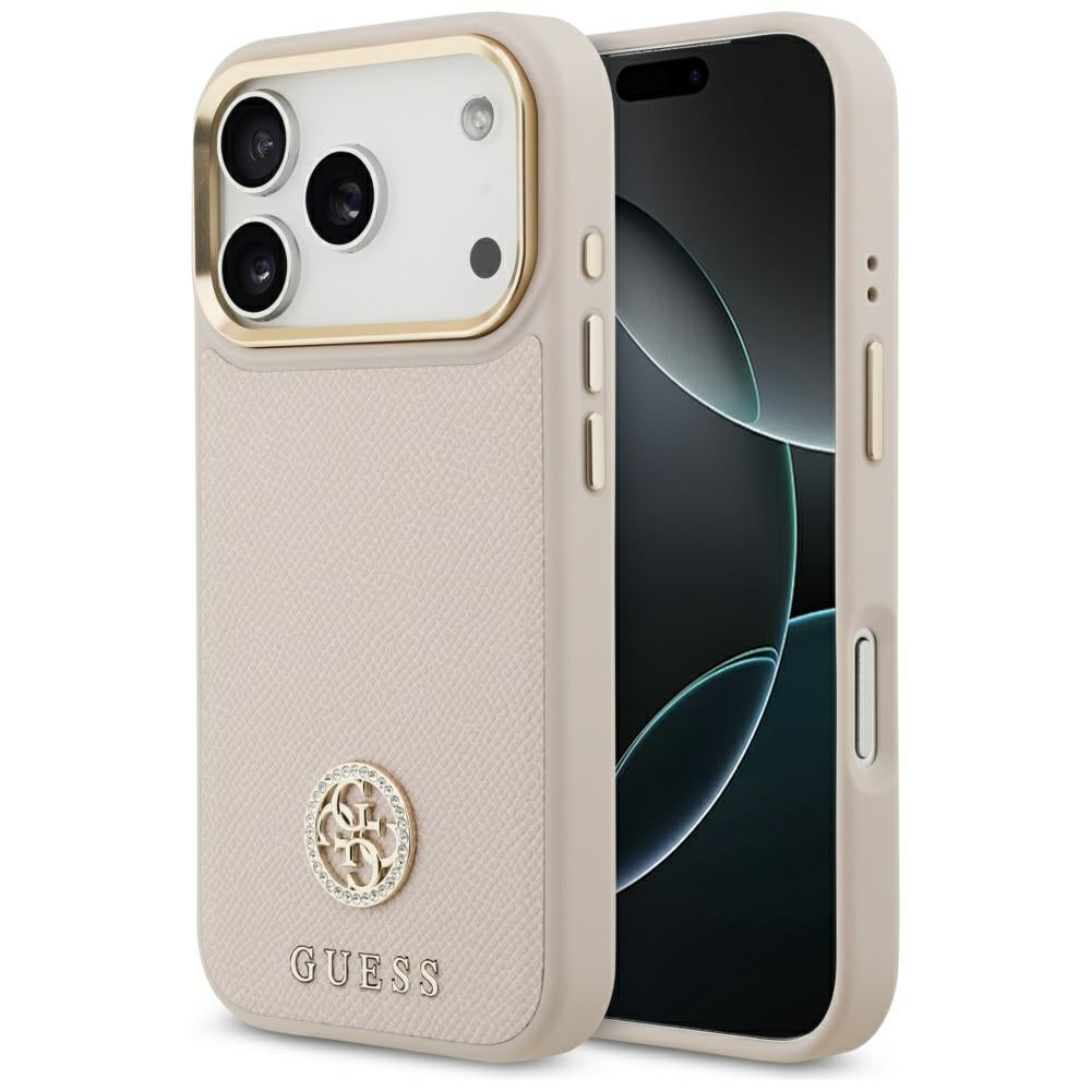 MagSafe-deksel for Apple iPhone 17 Pro, Guess, Grained Strass Logo, Rosa