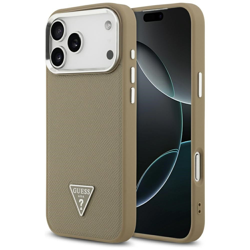 MagSafe-deksel for Apple iPhone 17 Pro, Guess, Grained Triangle Logo, Brun