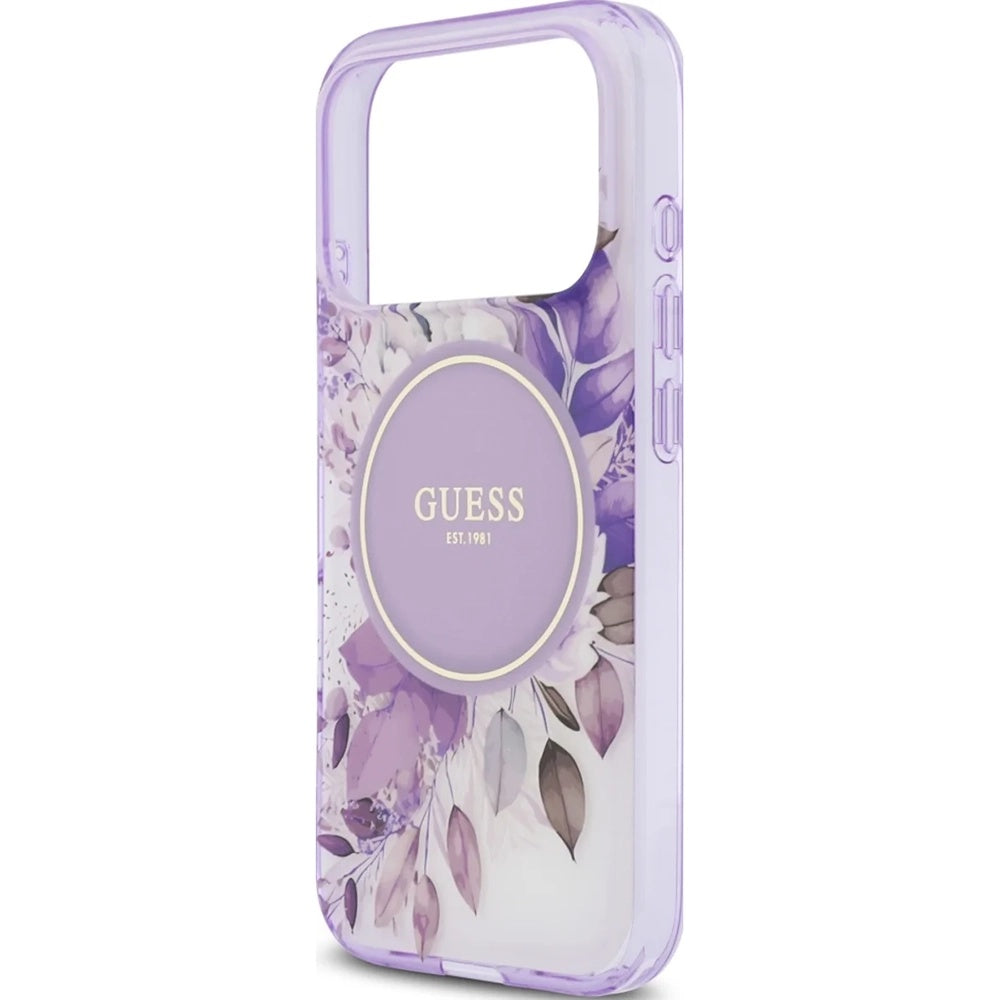 MagSafe-deksel for Apple iPhone 17 Pro, Guess, IML Flower & Tonal Circle, Lilla