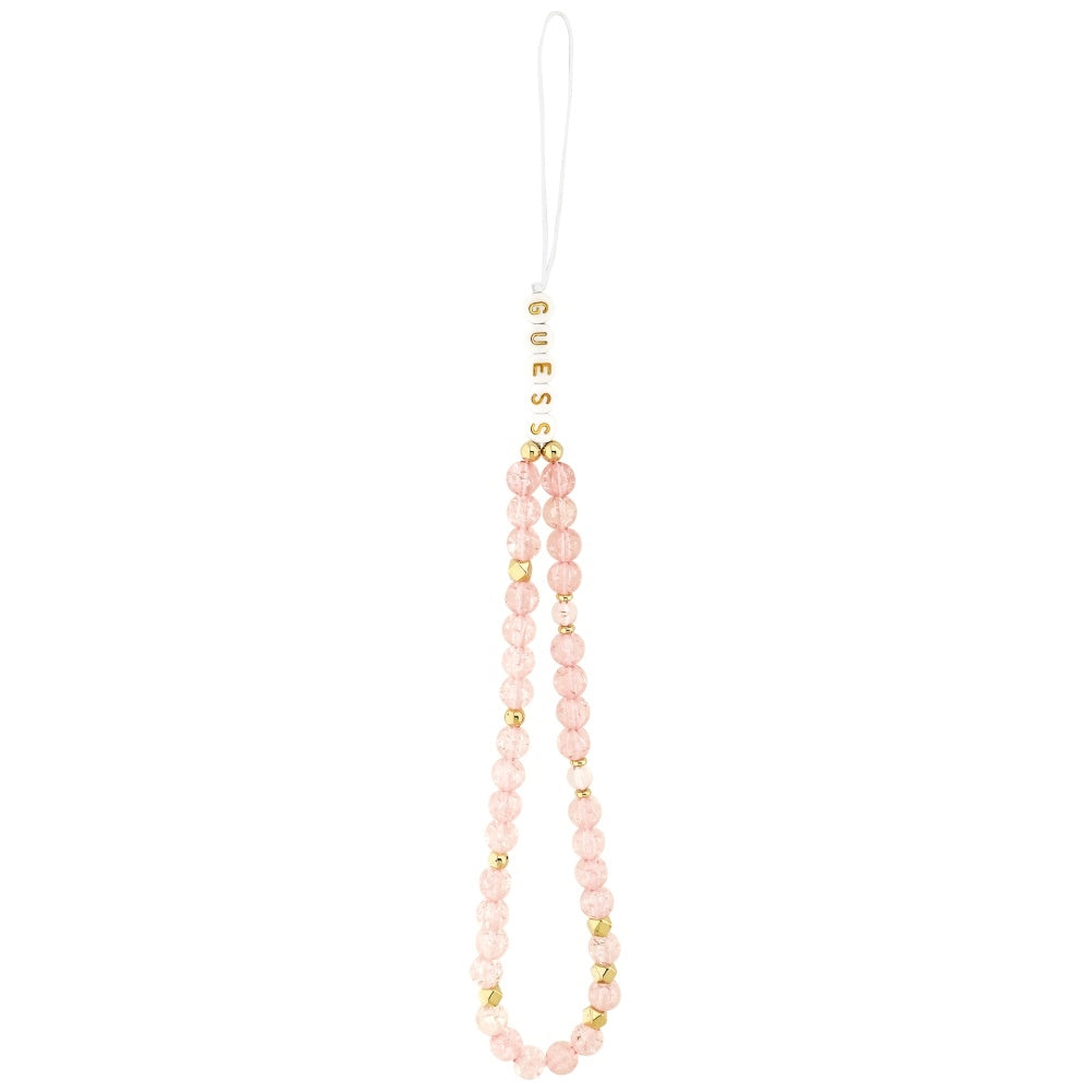 MagSafe-deksel for Apple iPhone 17 Pro, Guess, IML Flowers Allover Electroplated with Pearl Strap, Rosa