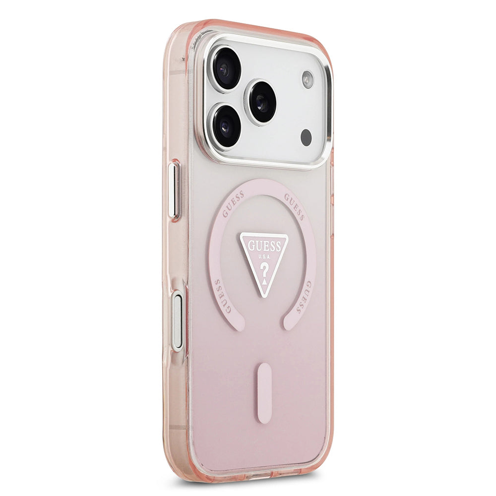 MagSafe-deksel for Apple iPhone 17 Pro, Guess, IML Gradient Triangle Logo, Rosa
