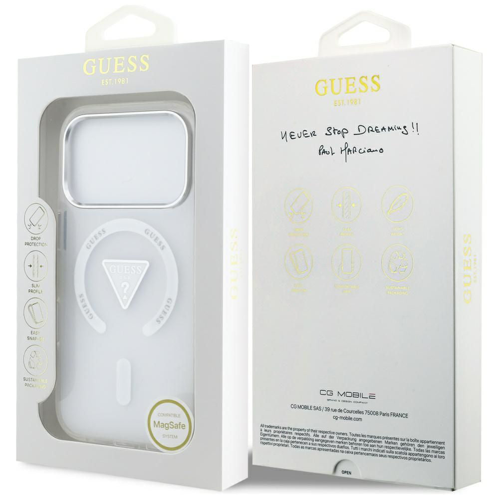 MagSafe-deksel for Apple iPhone 17 Pro, Guess, IML Gradient Triangle Logo, Gjennomsiktig