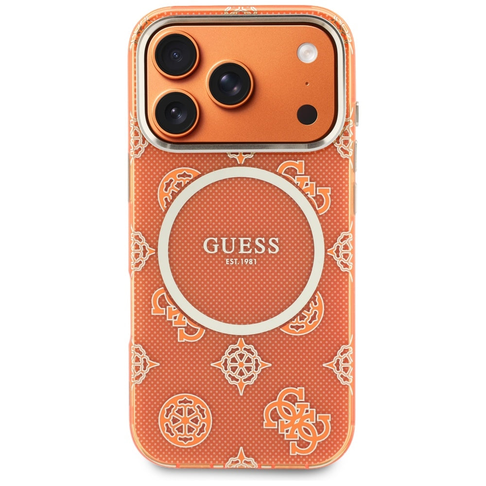 MagSafe-deksel for Apple iPhone 17 Pro, Guess, IML Peony Dot, Oransje