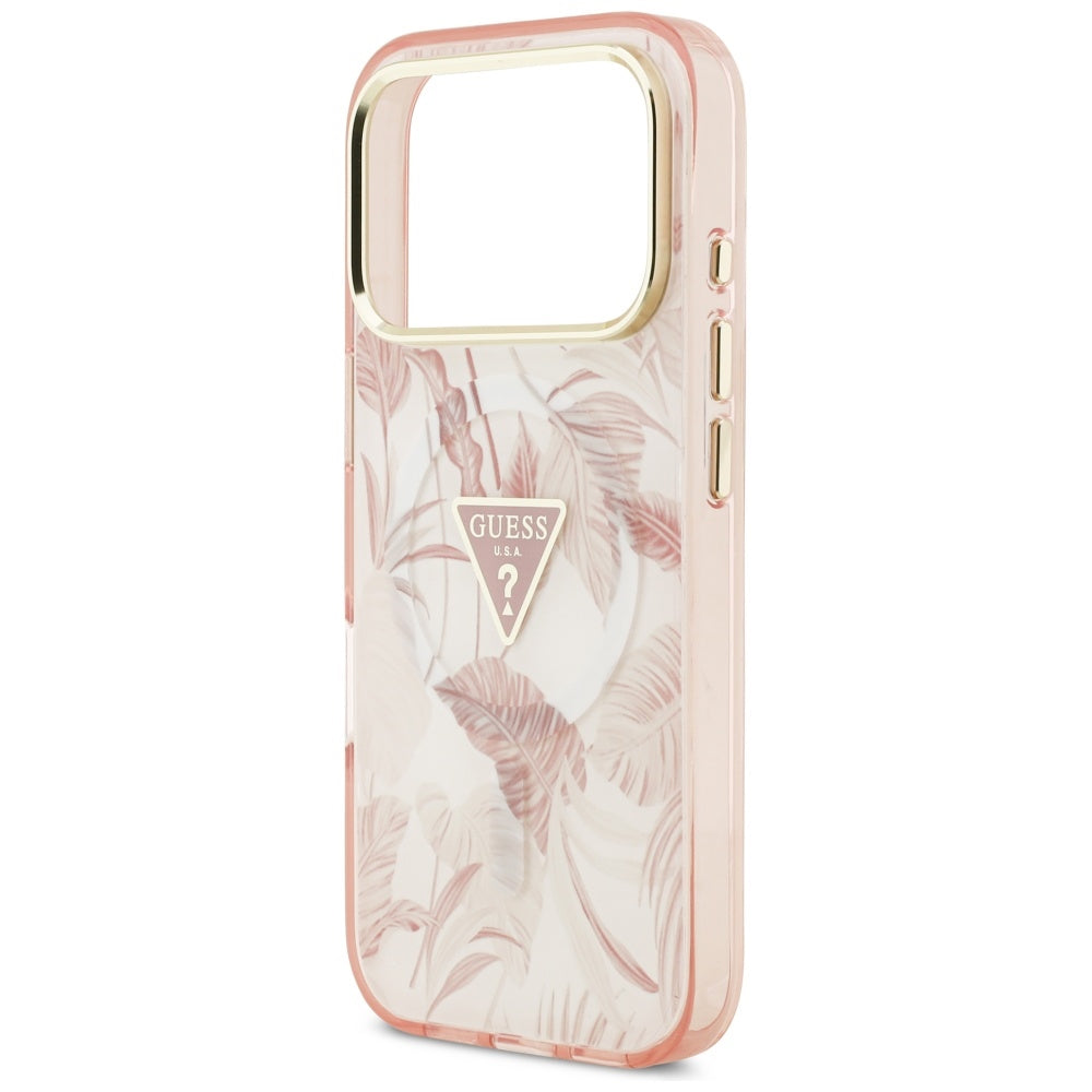 MagSafe-deksel for Apple iPhone 17 Pro, Guess, Jungle Tonal Triangle, Rosa