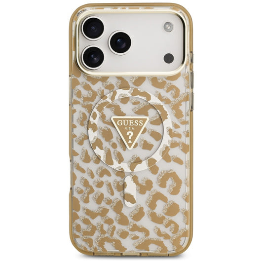 MagSafe-deksel for Apple iPhone 17 Pro, Guess, Leopard Glitter, Brun