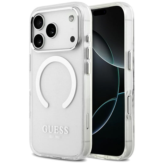 MagSafe-deksel for Apple iPhone 17 Pro, Guess, Metal Outline, Sølv