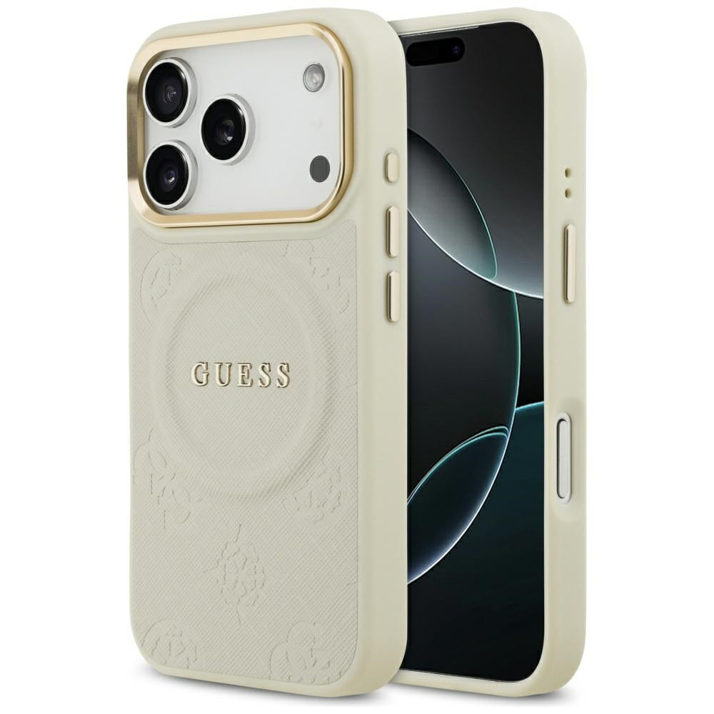 MagSafe-deksel for Apple iPhone 17 Pro, Guess, Peony Hot Stamp, Beige
