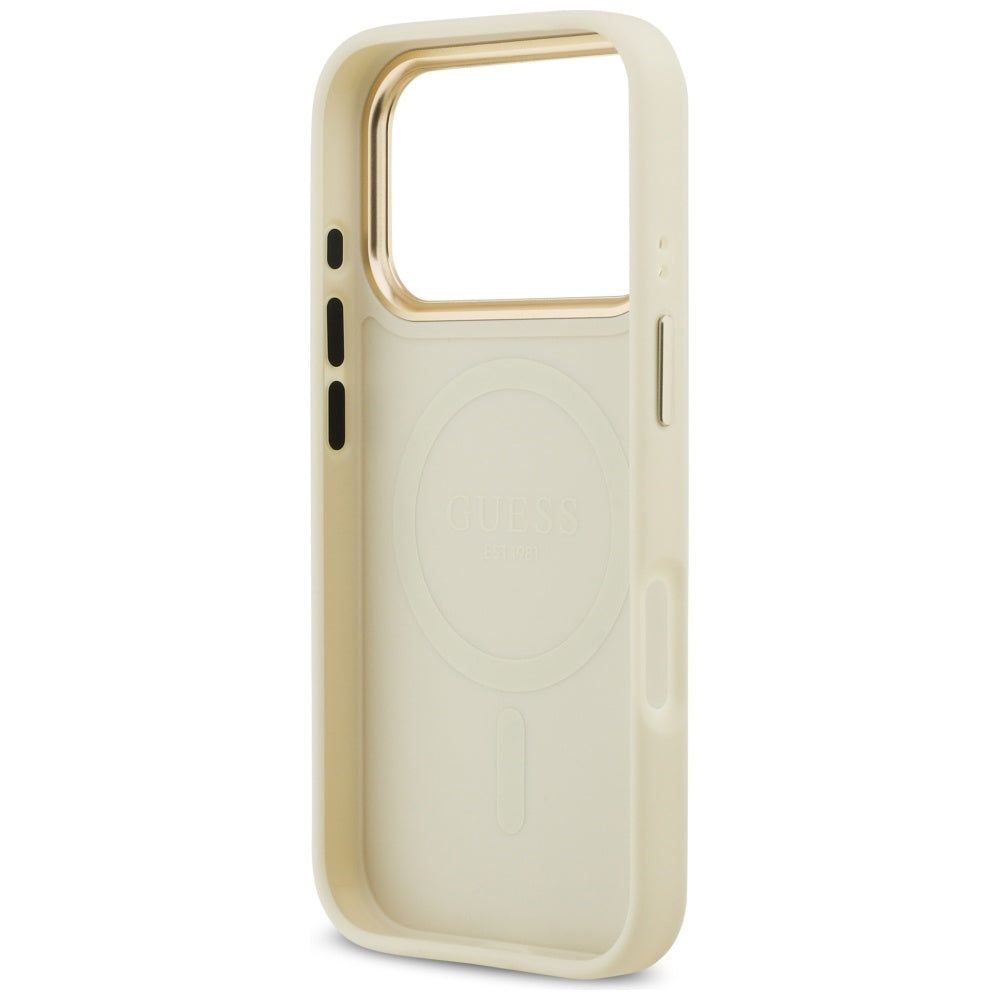MagSafe-deksel for Apple iPhone 17 Pro, Guess, Peony Hot Stamp, Beige