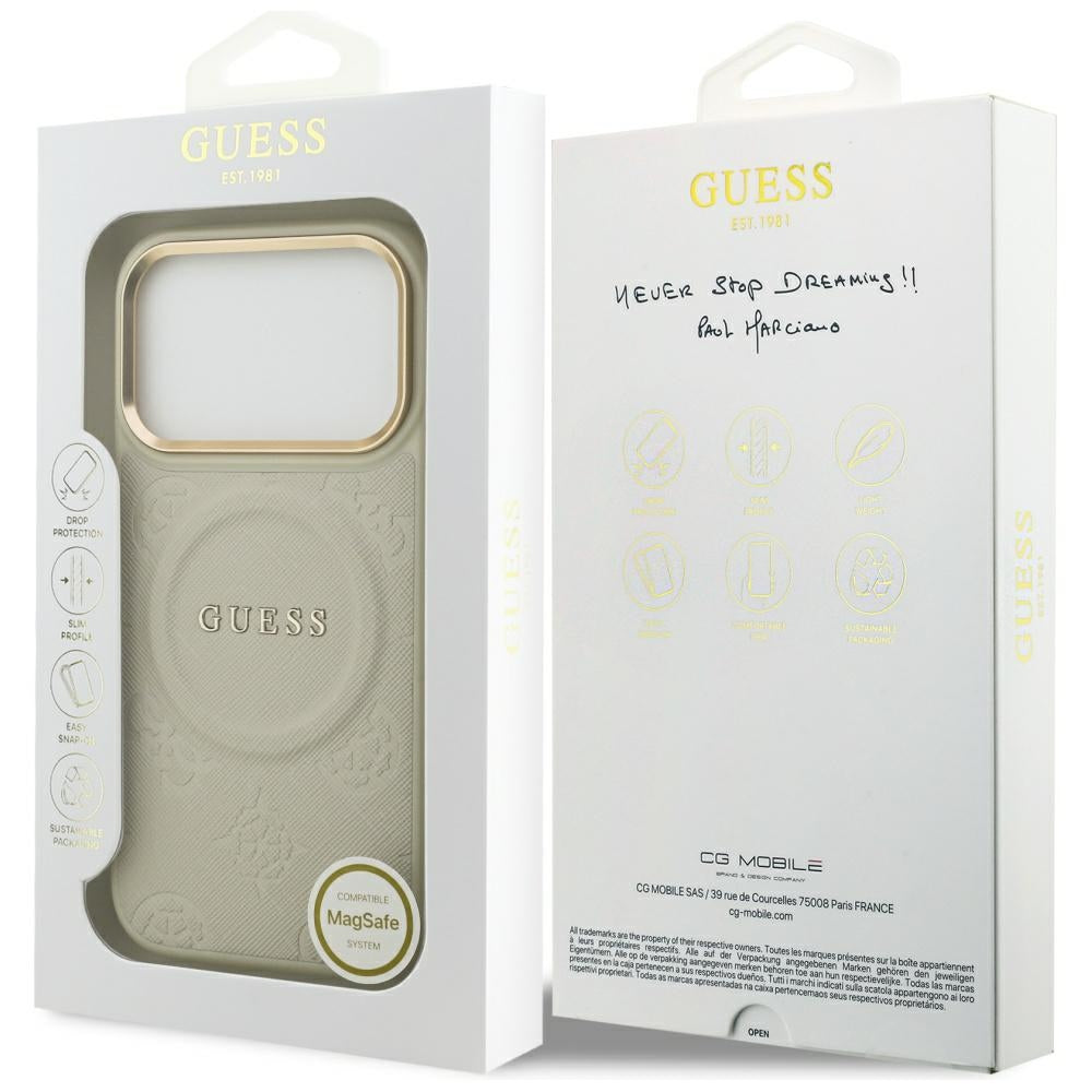MagSafe-deksel for Apple iPhone 17 Pro, Guess, Peony Hot Stamp, Beige