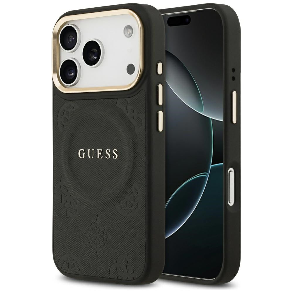 MagSafe-deksel for Apple iPhone 17 Pro, Guess, Peony Hot Stamp, Svart