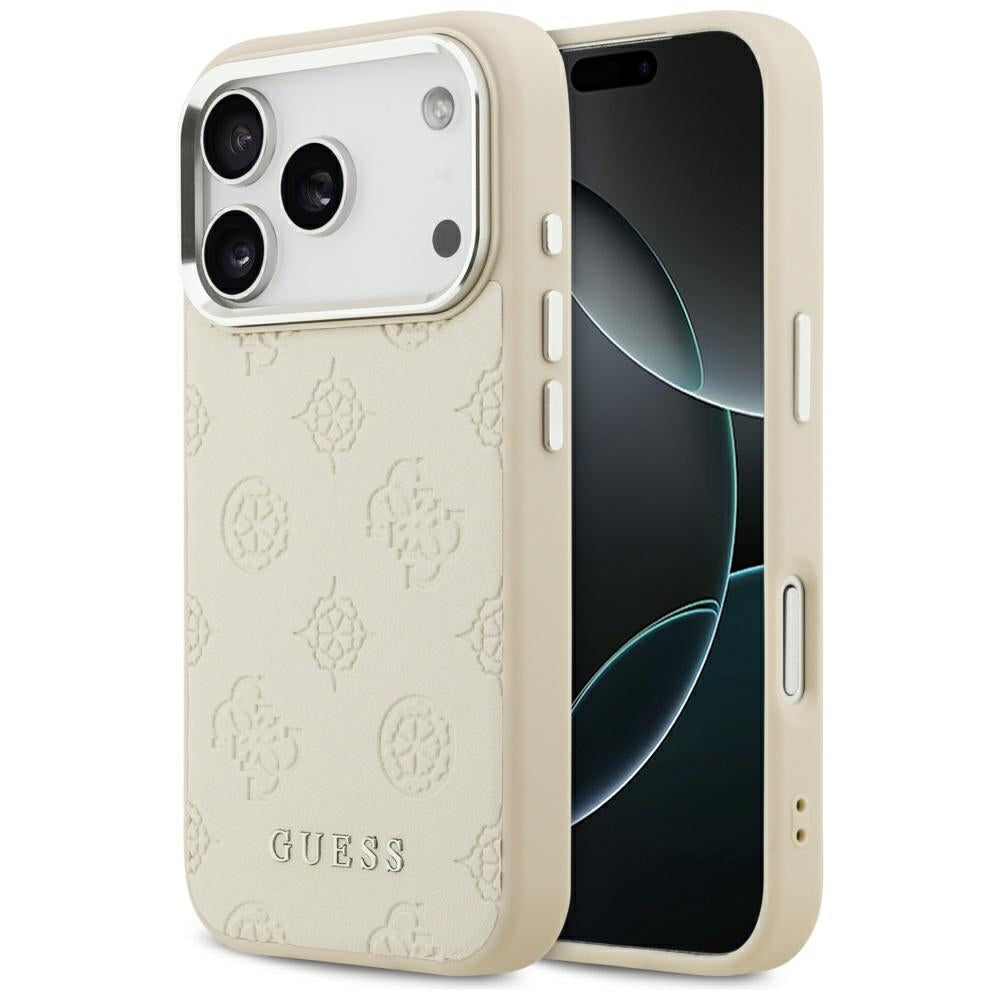 MagSafe-deksel for Apple iPhone 17 Pro, Guess, Peony Hot Stamp Script, Beige