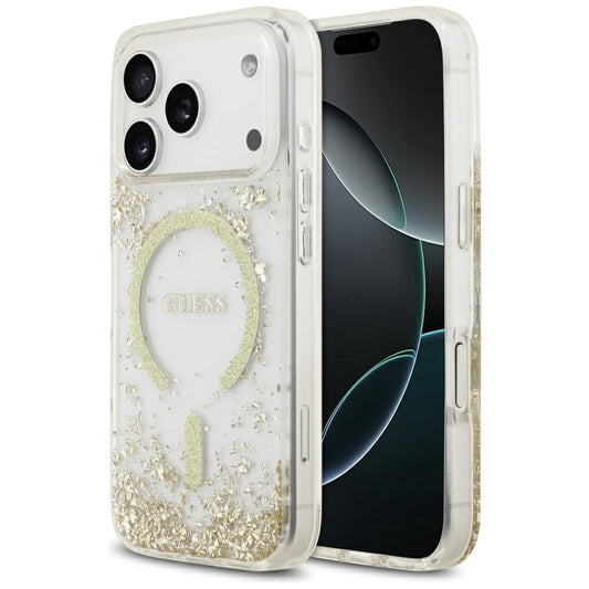 MagSafe-deksel for Apple iPhone 17 Pro, Guess, Resin Bottom Glitter, Gull