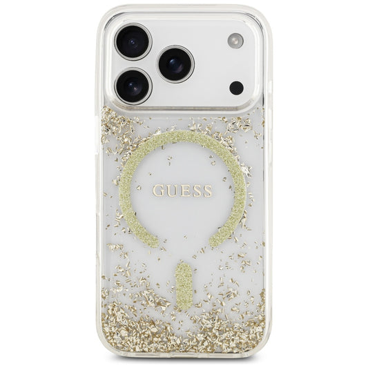 MagSafe-deksel for Apple iPhone 17 Pro, Guess, Resin Bottom Glitter, Gull