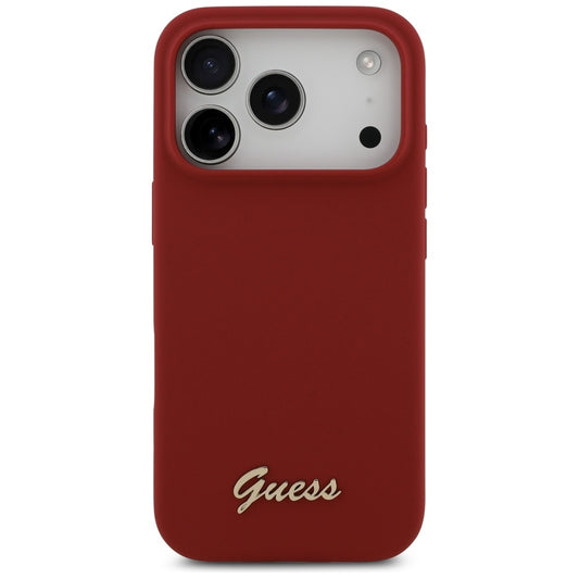 MagSafe-deksel for Apple iPhone 17 Pro, Guess, Script Metal Logo, Rosa