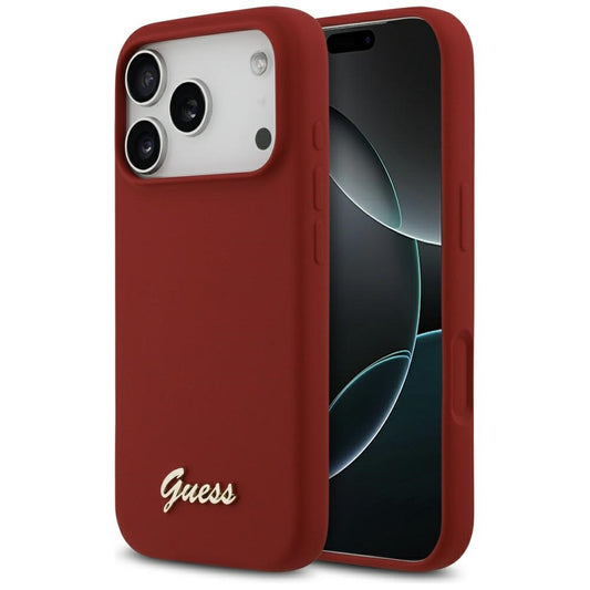 MagSafe-deksel for Apple iPhone 17 Pro, Guess, Script Metal Logo, Rosa