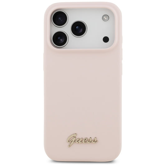 MagSafe-deksel for Apple iPhone 17 Pro, Guess, Script Metal Logo, Lys Rosa