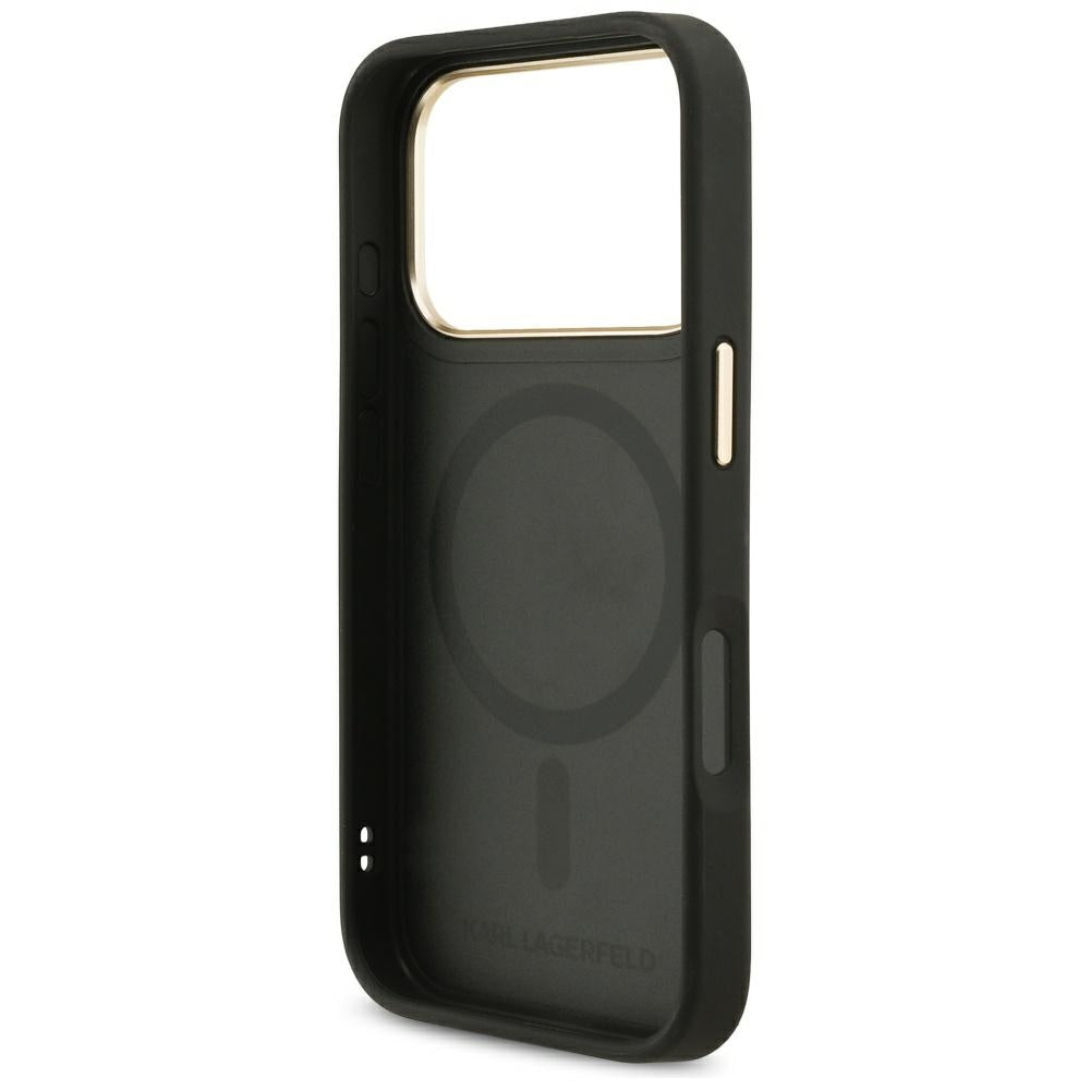 MagSafe-deksel for Apple iPhone 17 Pro, Karl Lagerfeld, Big Strap Choupette Metal Logo, Svart