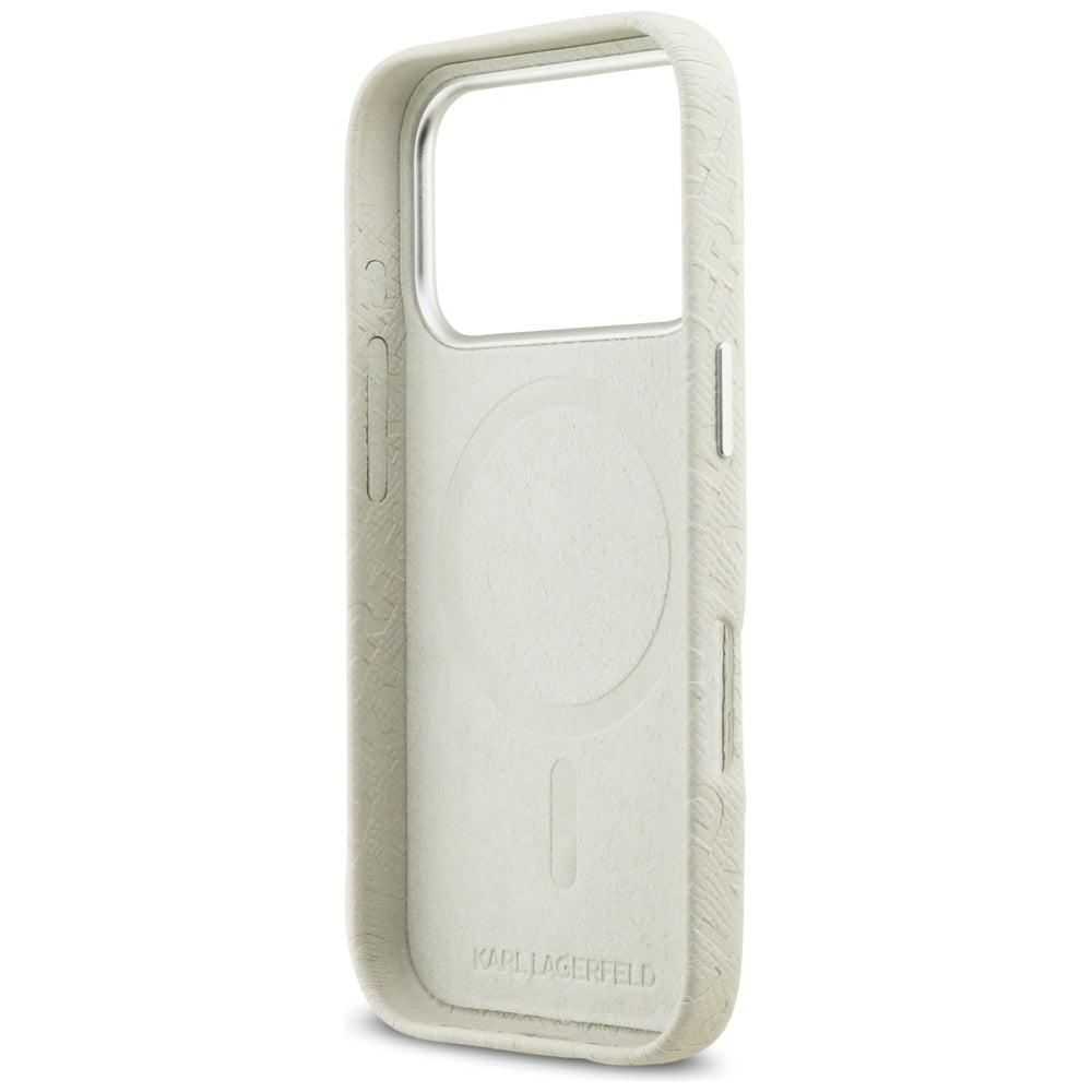 MagSafe-deksel for Apple iPhone 17 Pro, Karl Lagerfeld, FW Stamped Karl, Beige
