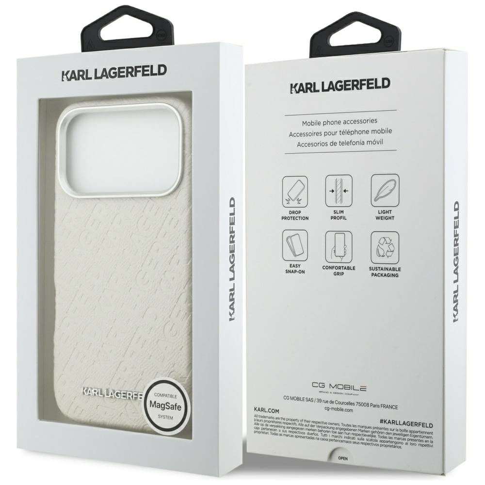 MagSafe-deksel for Apple iPhone 17 Pro, Karl Lagerfeld, FW Stamped Karl, Beige