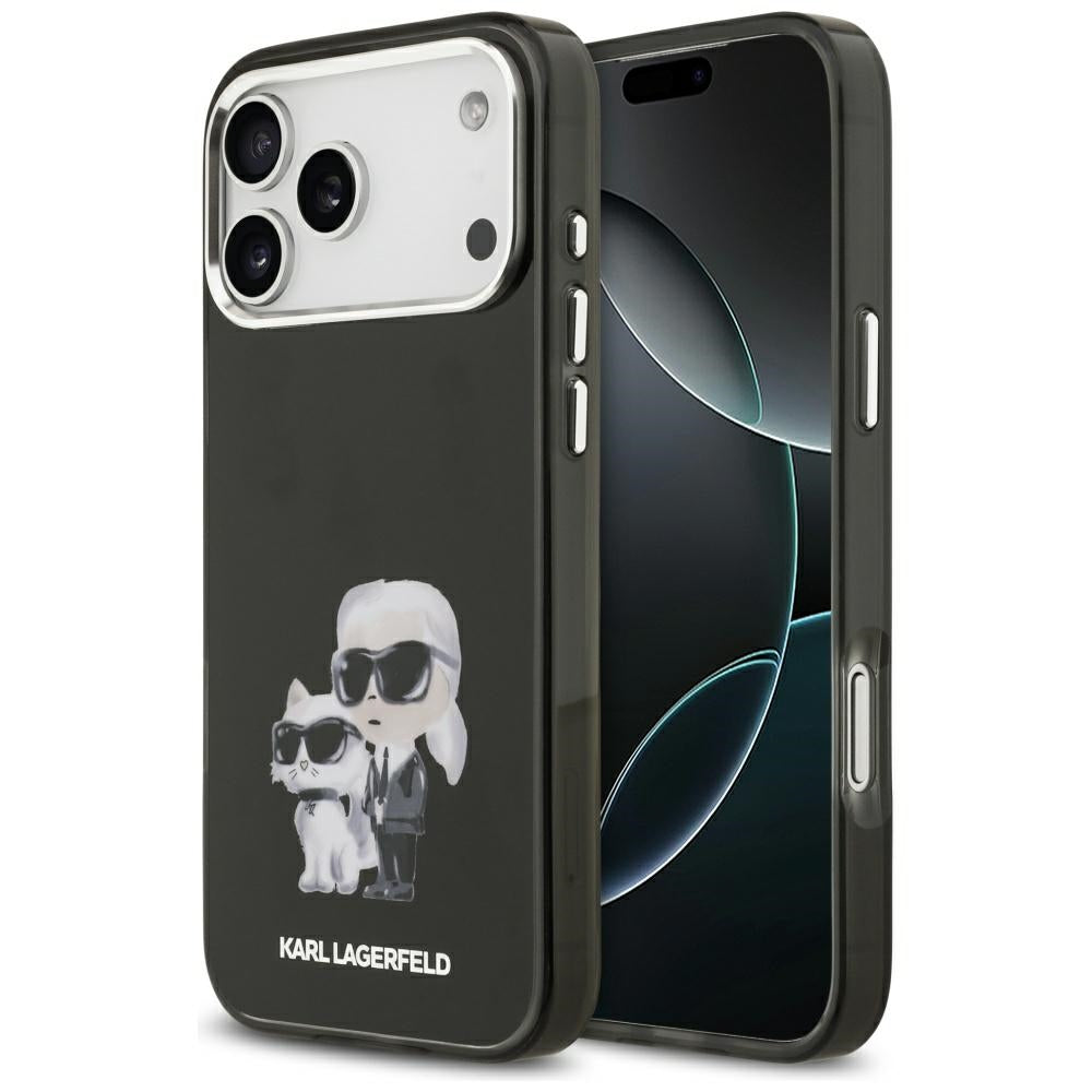 MagSafe-deksel for Apple iPhone 17 Pro, Karl Lagerfeld, IML Aquarelle Logo Karl & Choupette, Svart