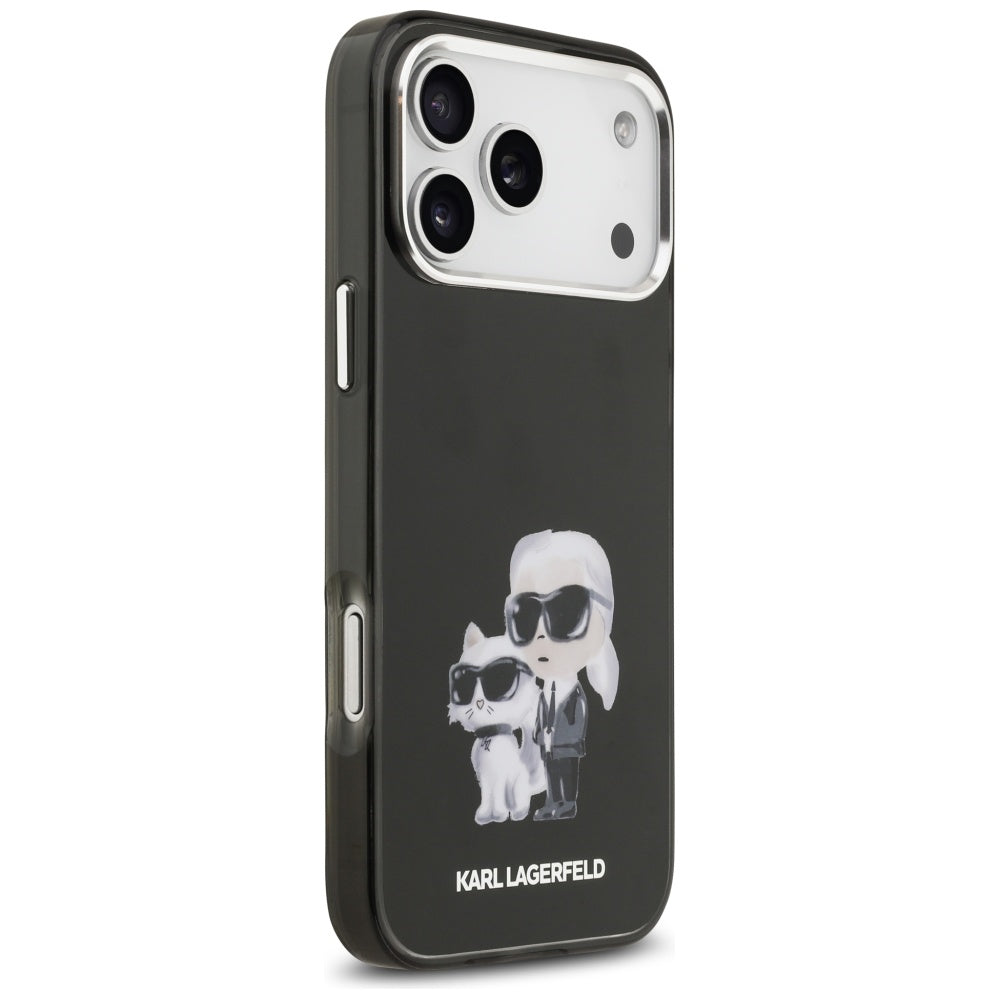 MagSafe-deksel for Apple iPhone 17 Pro, Karl Lagerfeld, IML Aquarelle Logo Karl & Choupette, Svart