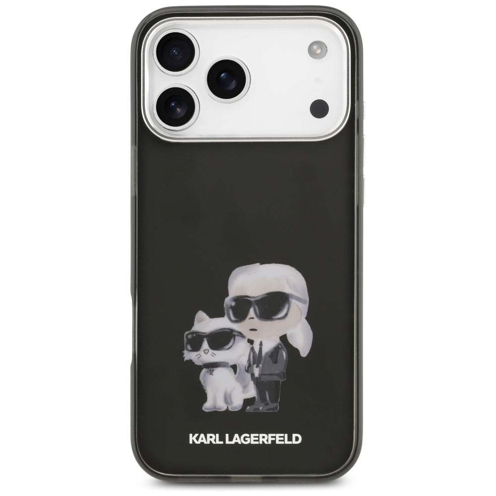 MagSafe-deksel for Apple iPhone 17 Pro, Karl Lagerfeld, IML Aquarelle Logo Karl & Choupette, Svart