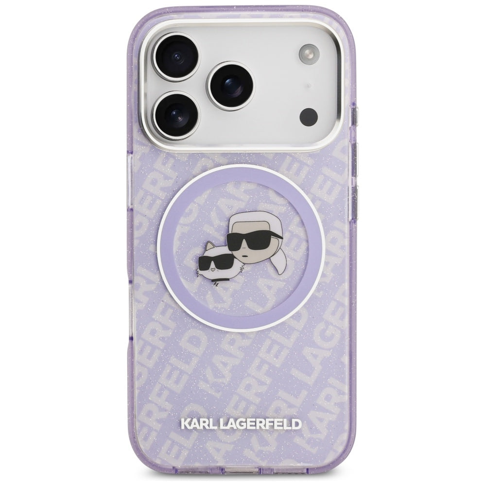 MagSafe-deksel for Apple iPhone 17 Pro, Karl Lagerfeld, IML Glitter Karl & Choupette`s Heads, Lilla