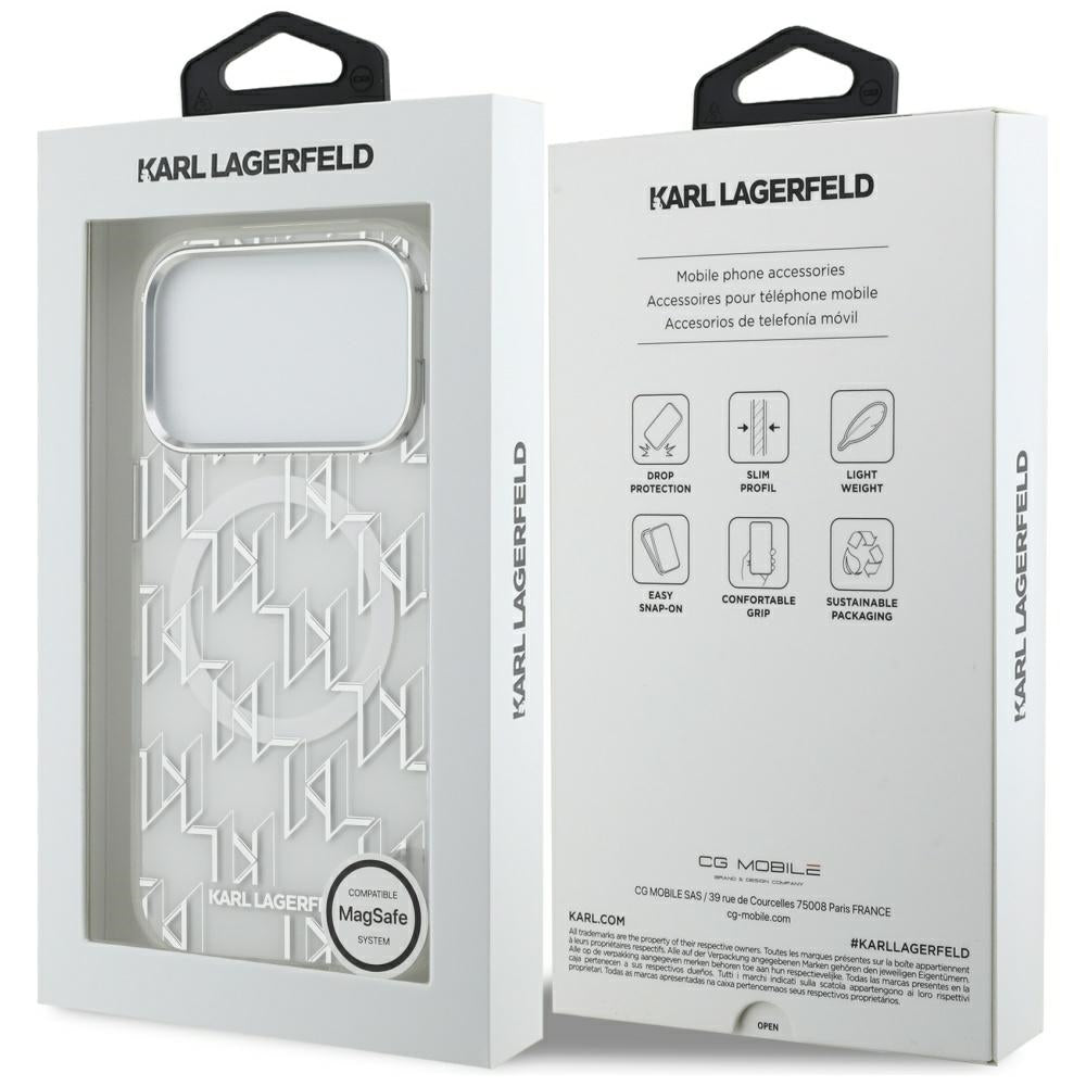 MagSafe-deksel for Apple iPhone 17 Pro, Karl Lagerfeld, IML KL Monogram, Hvit