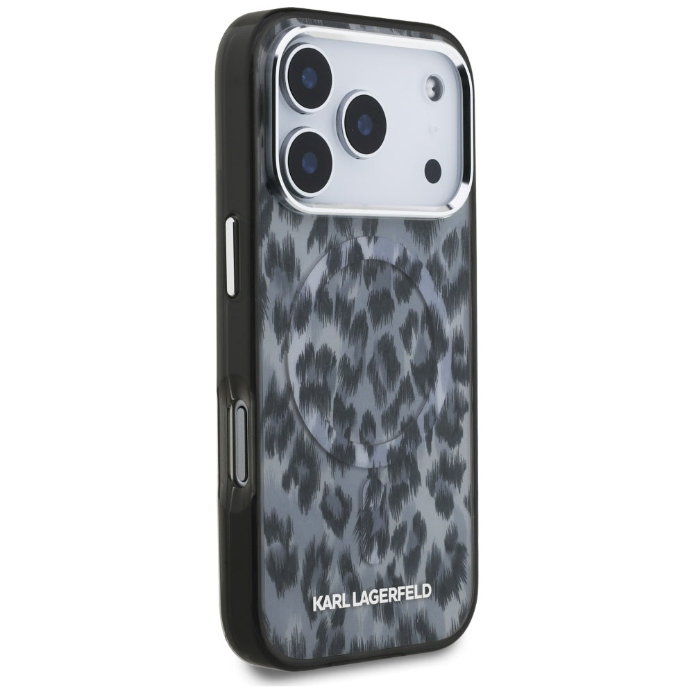 MagSafe-deksel for Apple iPhone 17 Pro, Karl Lagerfeld, IML Leopard-mønster, Svart