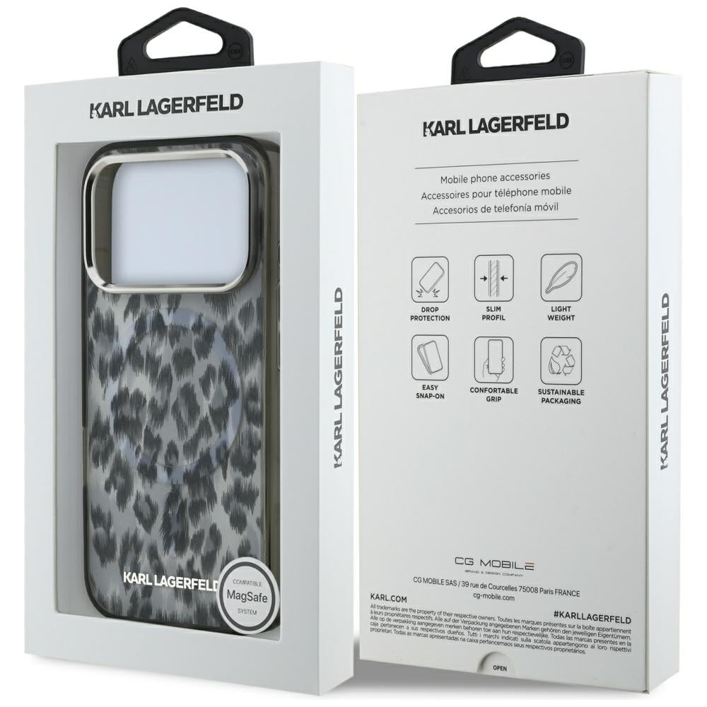 MagSafe-deksel for Apple iPhone 17 Pro, Karl Lagerfeld, IML Leopard-mønster, Svart