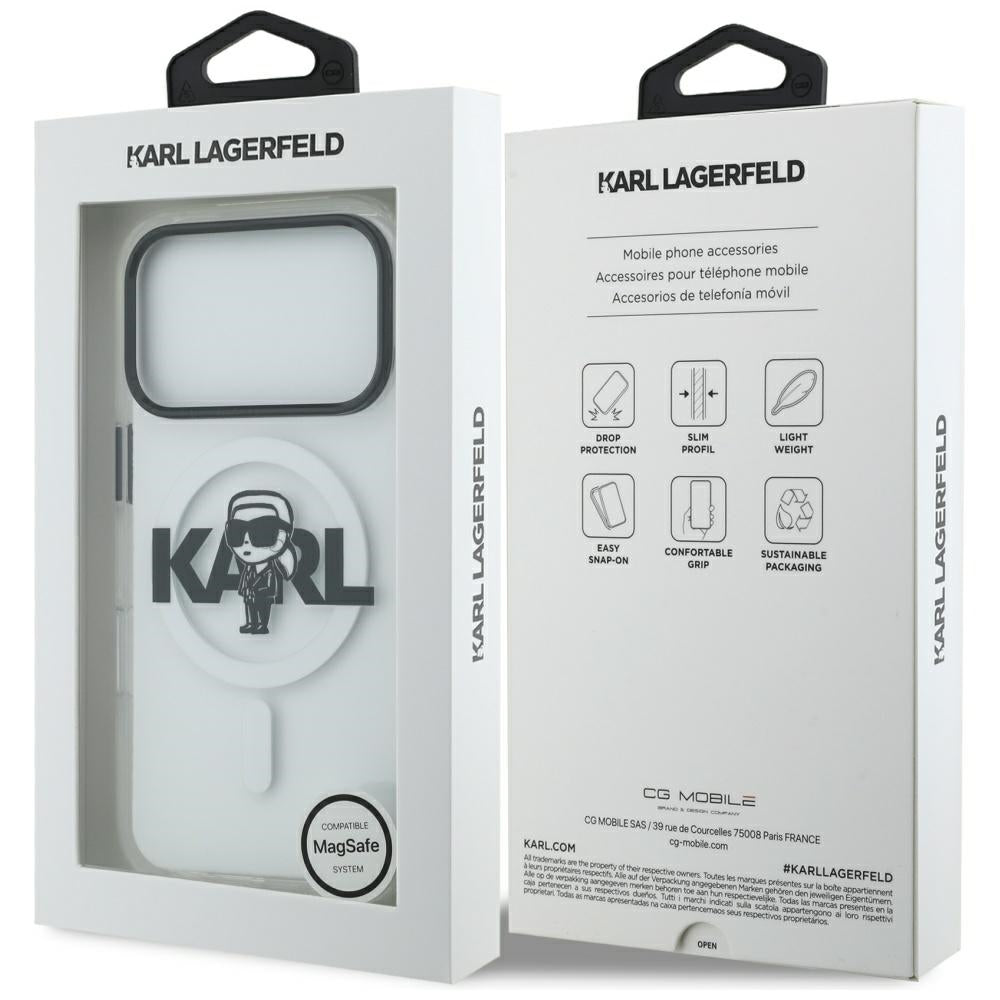 MagSafe-deksel for Apple iPhone 17 Pro, Karl Lagerfeld, IML Sketch Logo Karl, Gjennomsiktig