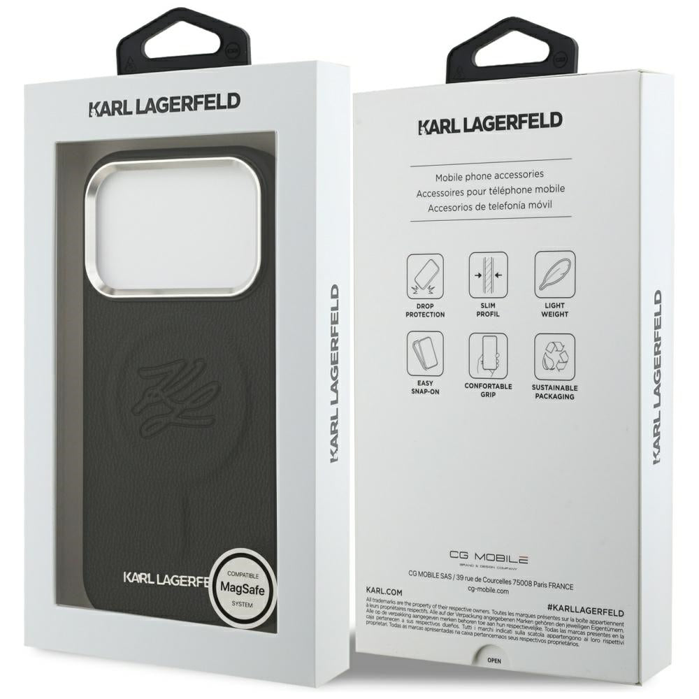 MagSafe-deksel for Apple iPhone 17 Pro, Karl Lagerfeld, Initial & Metal Logo, Svart