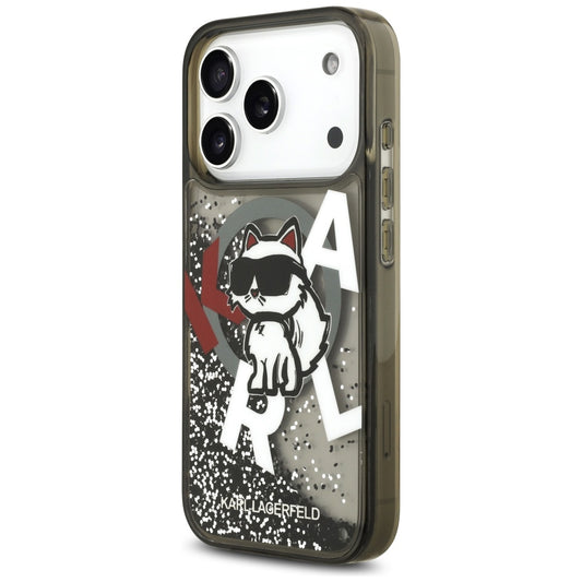 MagSafe-deksel for Apple iPhone 17 Pro, Karl Lagerfeld, Liquid Glitter Choupette Logo, Svart