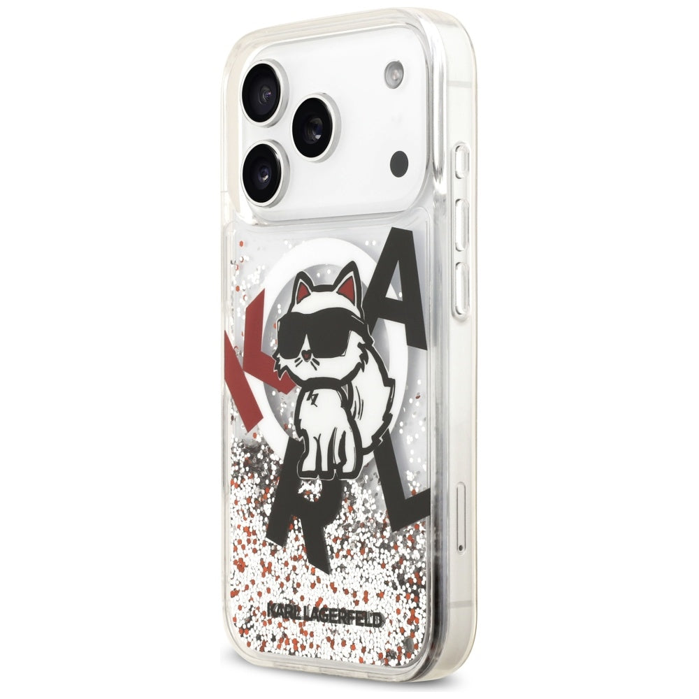 MagSafe-deksel for Apple iPhone 17 Pro, Karl Lagerfeld, Liquid Glitter Choupette Logo, Gjennomsiktig