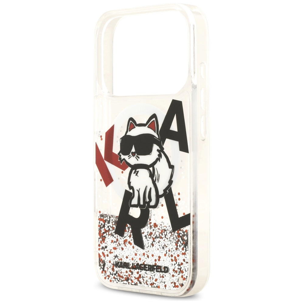 MagSafe-deksel for Apple iPhone 17 Pro, Karl Lagerfeld, Liquid Glitter Choupette Logo, Gjennomsiktig