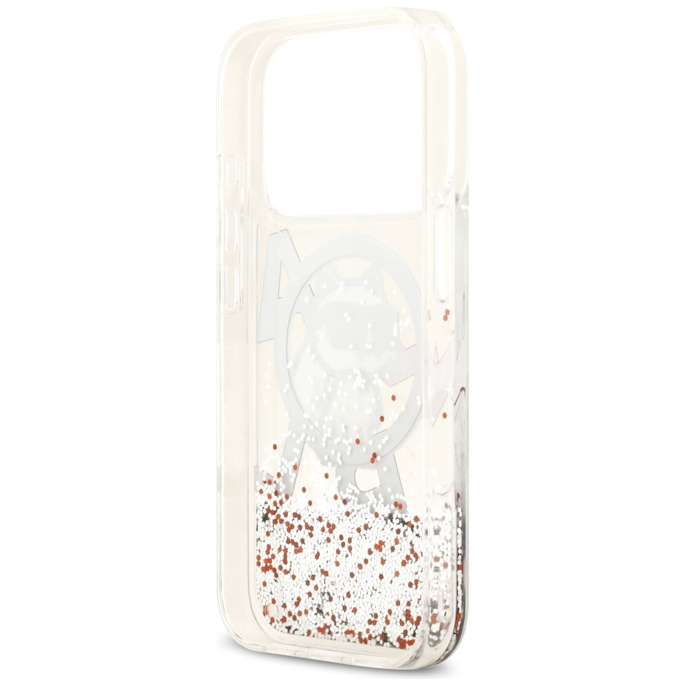 MagSafe-deksel for Apple iPhone 17 Pro, Karl Lagerfeld, Liquid Glitter Choupette Logo, Gjennomsiktig
