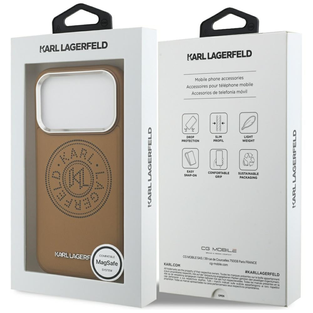 MagSafe-deksel for Apple iPhone 17 Pro, Karl Lagerfeld, Point & Metal Logo, Brun