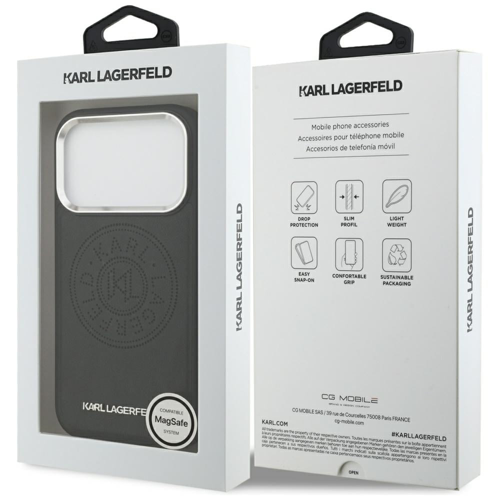MagSafe-deksel for Apple iPhone 17 Pro, Karl Lagerfeld, Point & Metal Logo, Svart