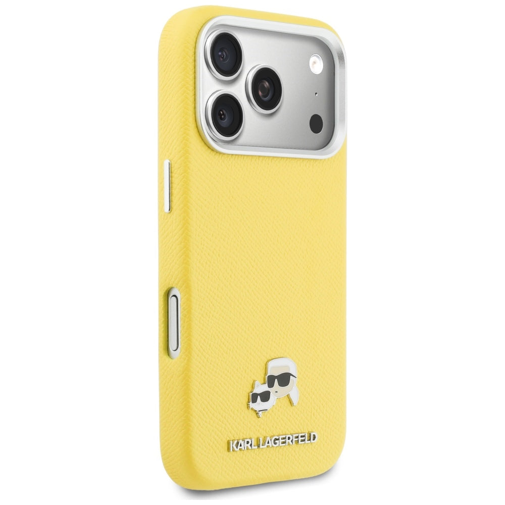 MagSafe-deksel for Apple iPhone 17 Pro, Karl Lagerfeld, Saffiano Karl & Choupette Pins, Gul